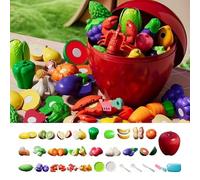 Elnwnnkc Children Kitchen Toy Education PlaySet Realistic Fruit Vegetable Slicing Activity For Toddler Hand Eye Coordination Vegetable Slicer For Toddler