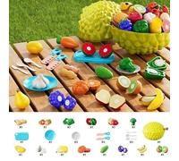 Elnwnnkc Children Kitchen Toy Education PlaySet Realistic Fruit Vegetable Slicing Activity For Toddler Hand Eye Coordination Vegetable Slicer For Toddler