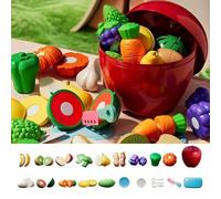 Elnwnnkc Children Kitchen Toy Education PlaySet Realistic Fruit Vegetable Slicing Activity For Toddler Hand Eye Coordination Vegetable Slicer For Toddler