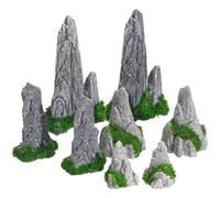 Elnwnnkc Colección de 8 montañas artificiales pequeñas para zonas de relajación, exhibiciones de árboles, características de agua, diseño interior y exterior, expositores de bonsái y escenarios