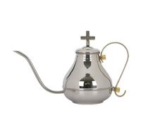 Elnwnnkc Dispensador de vino de comunión de acero inoxidable con cruces, zumos de uva, jarra latina, hervidor de cocina con asa
