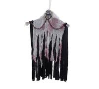 Elnwnnkc Espectro de esqueleto de terror activado por movimiento con ojos intermitentes y cadenas, decoración de Halloween, adorno de esqueleto colgante activado por voz para Halloween, espectro