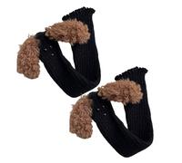 Elnwnnkc Fundas Para Piernas Con Orejas De Perro Felpa Japonesas En Polainas Punto Acanalado Mujeres Calentadores Piernas Adornos Volantes Calcetines Largos Sin Pies Fundas