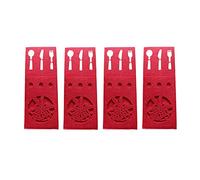 Elnwnnkc Juego de 4 soportes para cubiertos navideños, organizador de vajilla exquisito con flores rojas, decoración de de comedor de Año Nuevo, soporte para cubiertos navideños