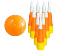 Elnwnnkc Juego De Bolos Llenos Aire PVC Resistente 10 Tornillos Caramelo Y Esfera Limón para Fiestas Navideñas Halloween Entretenimiento Familiar Pensamientos Regalo Halloween PVC No