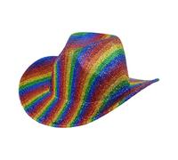 Elnwnnkc Llamativos sombreros de vaquera, sombrero de fiesta, sombrero de panamá, para despedida de soltera, club de vaquera, espectáculos, banda decorativa