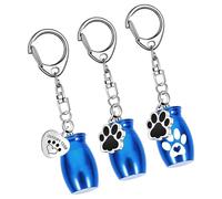 Elnwnnkc Llavero de Cenizas de Mascota, Colgante de urna de Metal con Patas de Perro, Recuerdo de Memoria, Accesorio conmemorativo, Llavero de urna, Amuleto de Cenizas de cremación, 3 Piezas