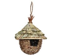 Elnwnnkc Nidos de hierba para pájaros, casa de pájaros, hierba natural para jaula de huevos, pajarera tejida, colgante, pajarera, nido de colibrí para colgar al aire libre