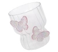 Elnwnnkc Taza de cristal portátil con diseño de mariposas, elegante, pequeña, adecuada para oficinas, uso escolar, regalo profesional ocupado, taza de cristal de mariposa