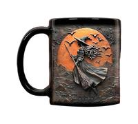 Elnwnnkc Tazas creativas de cerámica de Halloween, ilustraciones de brujas, taza de Halloween de brujas, ideal para café, té, celebraciones navideñas, tazas
