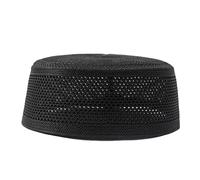 Elnwnnkc Turbante de algodón de punto para hombre, transpirable, kufi, oración ramazan, hiyabs, gorras, calavera árabe, oración musulmana, Negro, L