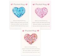ELNX 3 Abrazos de Bolsillo | Regalo de Corazón de Bolsillo para Amigos, Niños, Regreso a Clases, Chicas, Suerte para Cumpleaños, Navidad, San Valentín (Rosa, Azul, Multicolor)