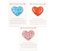 ELNX 3 Piezas Abrazos de Bolsillo | Regalo Corazón de Bolsillo para Amigos, Niños, Regreso a Clases, Cumpleaños, Navidad, San Valentín (Rojo, Azul, Multicolor)