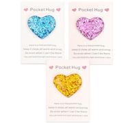 ELNX 3 Pzs Abrazos de Bolsillo | Regalo Corazón de Bolsillo para Amigos, Niños, Vuelta al Cole, Chicas, Cumpleaños, Navidad, San Valentín (Morado, Amarillo, Azul)