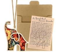 ELNX Regalos de Elefante para Mujeres | Adorno de Amistad con Tarjeta de Historia | Decoración de Madera para Amigas, Hermanas, Pascua, Halloween, Navidad (Estilo A)