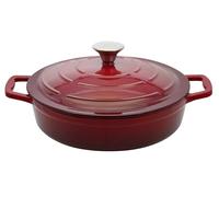 ELO 3082826 - Cacerola de hierro fundido esmaltado baja antiadherente con tapa, color rojo cereza, horno para horno, olla para todo fuego, olla de inducción 28 cm 3L