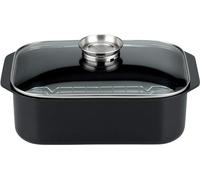 ELO 40 Tapa inducción Rustidera/Bandeja Horno/Capacidad 7l / 40x26cm / 1ud, Aluminio Fundido con Revestimiento Antiadherente Greblon Cristal con Borde en Acero Inoxidable, Negro, 40 cm, 82660