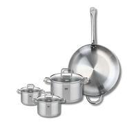 ELO 9500250 - Batería de cocina (4 piezas, juego de 1 sartén de 32 cm y 3 ollas de 12, 16 y 20 cm, Elo Profi Citrin, acero inoxidable, inducción