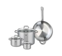 ELO 9500350 - Batería de cocina (4 piezas, juego de 1 sartén de 32 cm y 3 ollas de 12, 16 y 26 cm Elo Profi Citrin, acero inoxidable, inducción