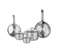 ELO 9503150 - Batería de cocina (5 piezas, juego de 2 sartenes de cocina 24 y 28 cm, 3 ollas de 12, 14 y 20 cm, Elo Profi Citrin, acero inoxidable, inducción