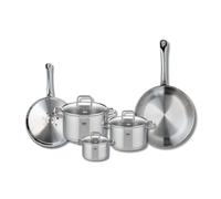 ELO 9503350 - Batería de cocina (5 piezas, juego de 2 sartenes de cocina 24 y 28 cm, 3 ollas de 12, 16 y 20 cm, Elo Profi Citrin, acero inoxidable, inducción