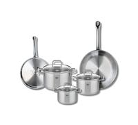ELO 9503650 - Batería de cocina (5 piezas, juego de 2 sartenes de cocina 24 y 28 cm, 3 ollas de 14, 16 y 20 cm, Elo Profi Citrin, acero inoxidable, inducción