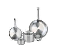 ELO 9505350 - Batería de cocina (4 piezas, juego de 2 sartenes de cocina 24 y 32 cm, 2 ollas de 12 y 20 cm, Elo Profi Citrin, acero inoxidable, inducción