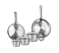 ELO 9509250 - Batería de cocina (5 piezas, juego de 2 sartenes de cocina 28 y 32 cm, 3 ollas de 12, 14 y 16 cm, Elo Profi Citrin, acero inoxidable, inducción