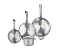 ELO 9511050 - Batería de cocina (4 piezas, juego de 3 estufas de cocina 24, 28 y 32 cm, 1 olla de 16 cm Elo Profi Citrin, acero inoxidable, inducción