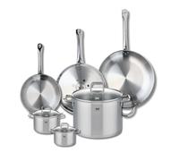 ELO 9512550 Elo Profi - Juego de 3 sartenes de cocina (24, 28 y 32 cm, 3 ollas de 12, 14 y 26 cm, acero inoxidable, inducción)
