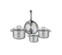 ELO 9694350 - Batería de cocina (4 piezas, juego de 1 sartén de 24 cm y 3 ollas de 14, 16 y 20 cm, Elo Profi Citrin, acero inoxidable, inducción