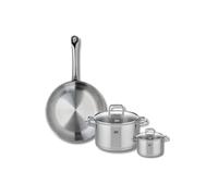 ELO 9696050 - Batería de cocina (3 piezas, juego de 1 sartén de 28 cm y 2 ollas de 12 y 20 cm, Elo Profi Citrin, acero inoxidable, inducción