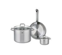 ELO 9696450 - Batería de cocina (3 piezas, juego de 1 sartén de 28 cm y 2 ollas de 14 y 26 cm, Elo Profi Citrin, acero inoxidable, inducción