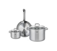 ELO 9696650 - Batería de cocina (3 piezas, juego de 1 sartén de 28 cm y 2 ollas de 16 y 26 cm Elo Profi Citrin, acero inoxidable, inducción