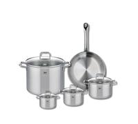 ELO 9697950 - Batería de cocina (5 piezas, juego de 1 sartén de 28 cm y 4 ollas 12, 14, 16 y 26 cm, Elo Profi Citrin, acero inoxidable, inducción