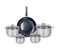 ELO 9721550 - Batería de cocina (5 piezas, juego de 1 sartén de 32 cm y 4 ollas 14, 16, 20 y 24 cm, Elo Prima Brillant, acero inoxidable, inducción