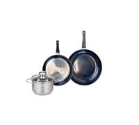 ELO 9721850 - Batería de cocina (3 piezas, juego de 2 sartenes de cocina 20 y 24 cm, 1 olla de 14 cm, Elo Prima Brillant, acero inoxidable, inducción