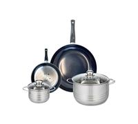 ELO 9729250 - Batería de cocina (4 piezas, juego de 2 sartenes de cocina 20 y 32 cm, 2 ollas de 16 y 24 cm, Elo Prima Brillant, acero inoxidable, inducción
