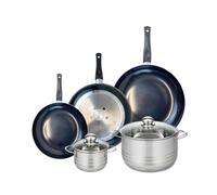 ELO 9750750 - Batería de cocina (5 piezas, juego de 3 sartenes de cocina 24, 28 y 32 cm, 2 ollas de 14 y 24 cm, Elo Prima Brillant, acero inoxidable, inducción