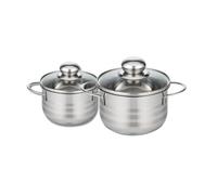 Elo 9802050 - Olla de acero inoxidable para inducción, olla (acero inoxidable, 16 cm, olla de 20 cm, olla con tapa de cristal, acero inoxidable, cristal, 16 y 20 cm)