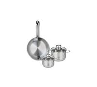 ELO 9866450 - Batería de cocina (3 piezas, juego de 1 sartén de 24 cm y 2 ollas de 12 y 14 cm, Elo Profi Brillant, acero inoxidable, inducción