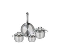 ELO 9867450 - Batería de cocina (4 piezas, juego de 1 sartén de 24 cm y 3 ollas de 12, 14 y 16 cm, Elo Profi Brillant, acero inoxidable, inducción