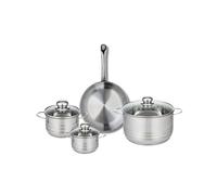ELO 9867550 - Batería de cocina (4 piezas, juego de 1 sartén de 24 cm y 3 ollas de 12, 14 y 20 cm, Elo Profi Brillant, acero inoxidable, inducción