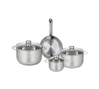 ELO 9868250 - Batería de cocina (4 piezas, juego de 1 sartén de 24 cm y 3 ollas de 14, 20 y 24 cm, Elo Profi Brillant, acero inoxidable, inducción