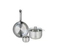ELO 9869750 - Batería de cocina (3 piezas, juego de 1 sartén de 28 cm y 2 ollas de 12 y 20 cm, Elo Profi Brillant, acero inoxidable, inducción