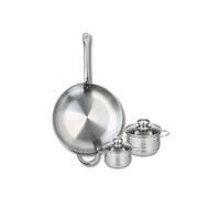 ELO 9872650 - Batería de cocina (3 piezas, juego de 1 sartén de 32 cm y 2 ollas de 12 y 14 cm, Elo Profi Brillant, acero inoxidable, inducción