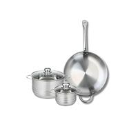 ELO 9873150 - Batería de cocina (3 piezas, juego de 1 sartén de 32 cm y 2 ollas de 14 y 20 cm, Elo Profi Brillant, acero inoxidable, inducción