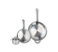 ELO 9878350 - Batería de cocina (3 piezas, juego de 2 sartenes de cocina 24 y 32 cm, 1 olla de 12 cm, Elo Profi Brillant, acero inoxidable, inducción