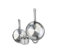 ELO 9878450 - Batería de cocina (3 piezas, juego de 2 sartenes de cocina 24 y 32 cm, 1 olla de 14 cm, Elo Profi Brillant, acero inoxidable, inducción