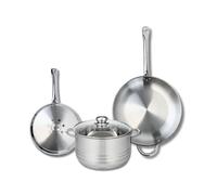 ELO 9878750 - Batería de cocina (3 piezas, juego de 2 sartenes de cocina 24 y 32 cm, 1 olla de 24 cm, Elo Profi Brillant, acero inoxidable, inducción